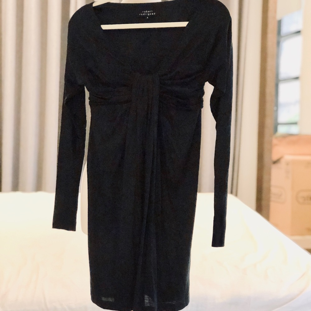 Robert Rodriguez Long Sleeve Black Knotted Dress S